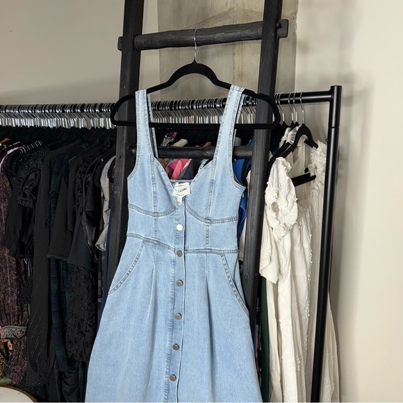 Selfie Leslie Indikah Pixie Dust Button Front Denim Blue Midi Dress - Picture 5 of 10